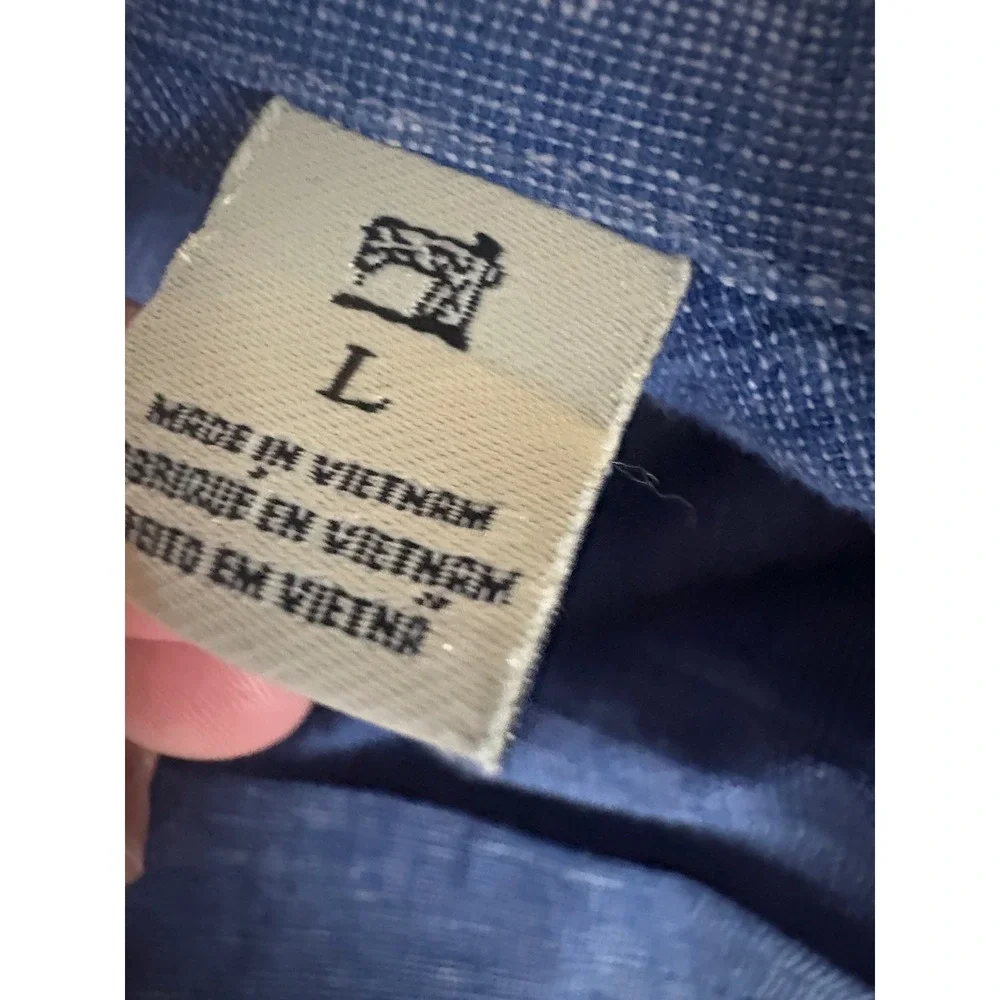 Scotch & Soda Blue Linen Blend Long Sleeve Button Down Shirt Size Large - Picture 3 of 6